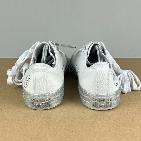Converse Miley Cyrus Silver Glitter All Star Sneakers Womens 9 White Low Top - Picture 4 of 10